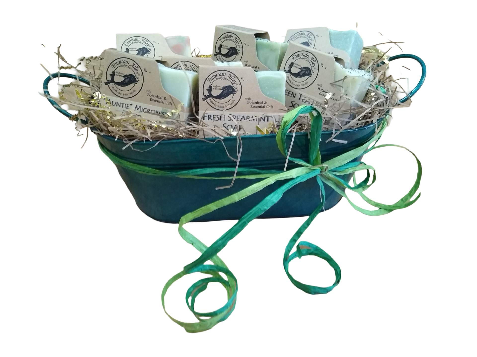 Bucket of Green Soaps